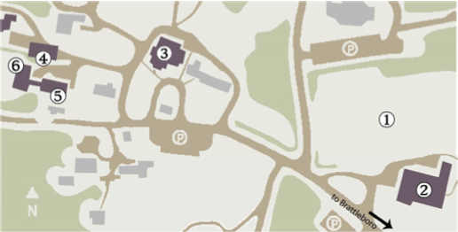 This is a rough map of the Potash Hill campus with reference numbers for important locations.